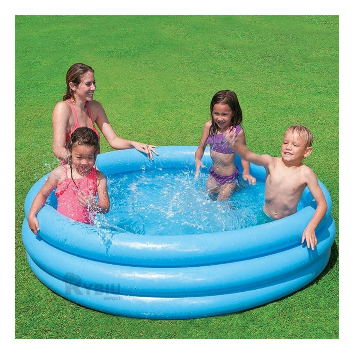 Piscina Cristal y Acolchada para Diversion Infantil en Azul