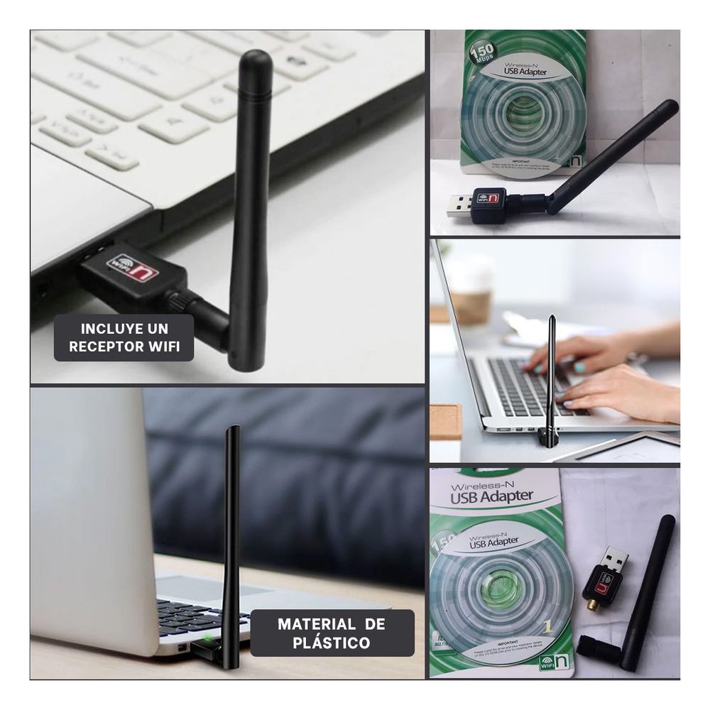 Receptor WiFi con Conexion USB en Color Negro Receptor WiFi con Conexion USB en Color Negro