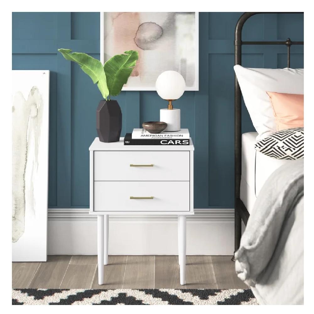 Mesa de Noche Velador Pascal TU MESITA Melamina 18mm Blanco 2 cajones