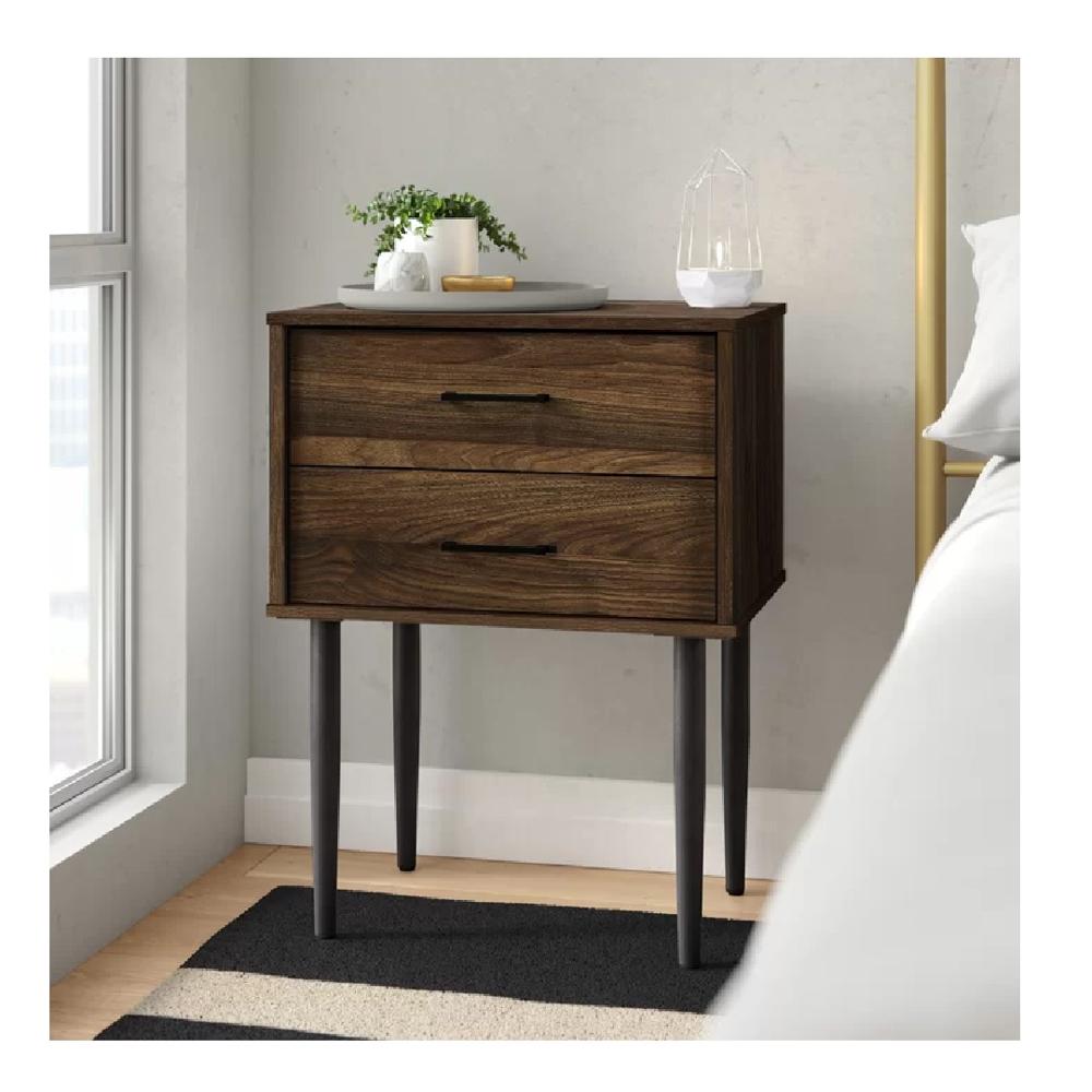 Mesa de Noche Velador Pascal TU MESITA Melamina 18mm Marrón 2 cajones