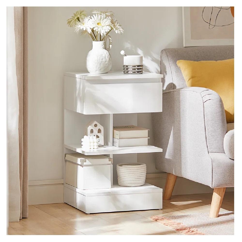 Mesa de Noche Multiusos TU MESITA Gotic color Blanco 1 cajón Melamina 18mm