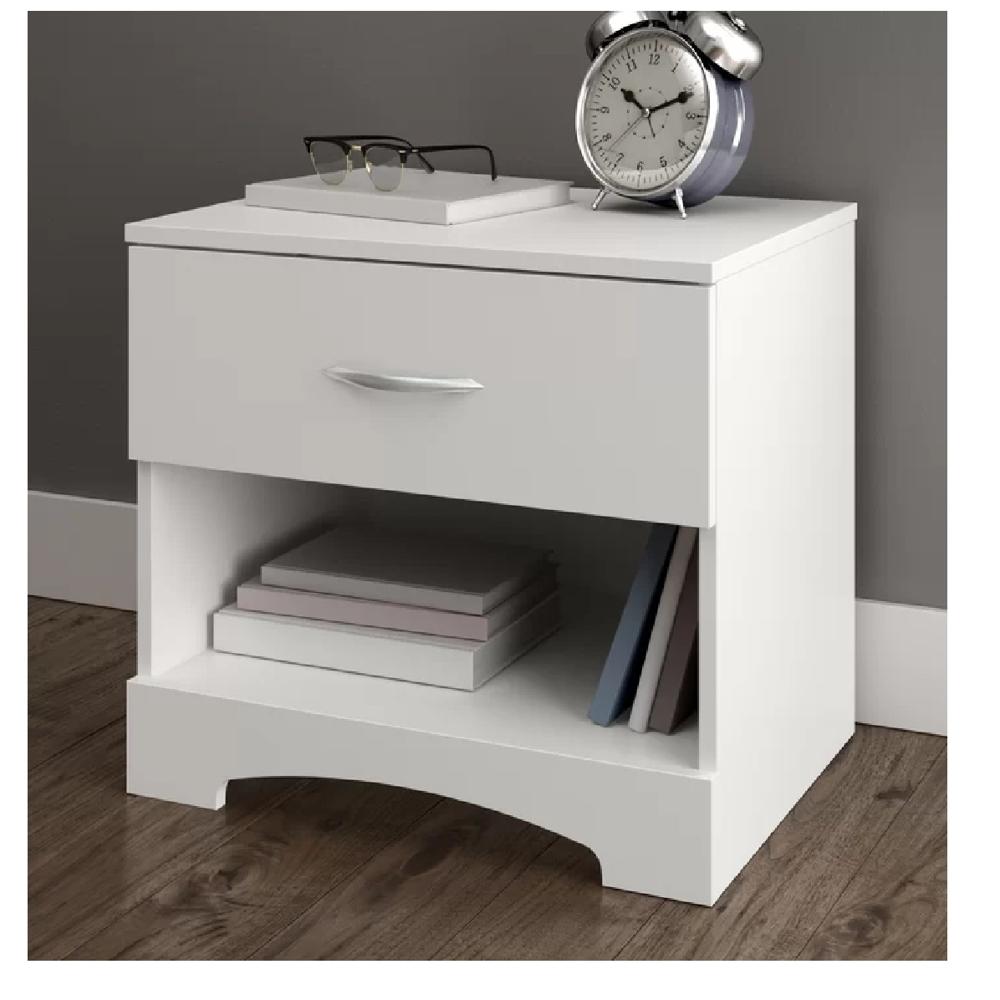 Velador Mesa de Noche Rocha TU MESITA Melamina 18mm Blanco 1 cajón