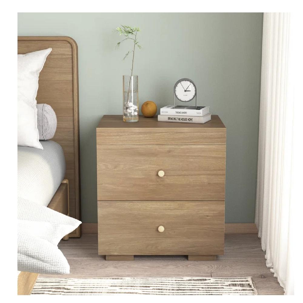 Mesa de Noche Ritz TU MESITA Melamina 18mm color Marrón 2 cajones