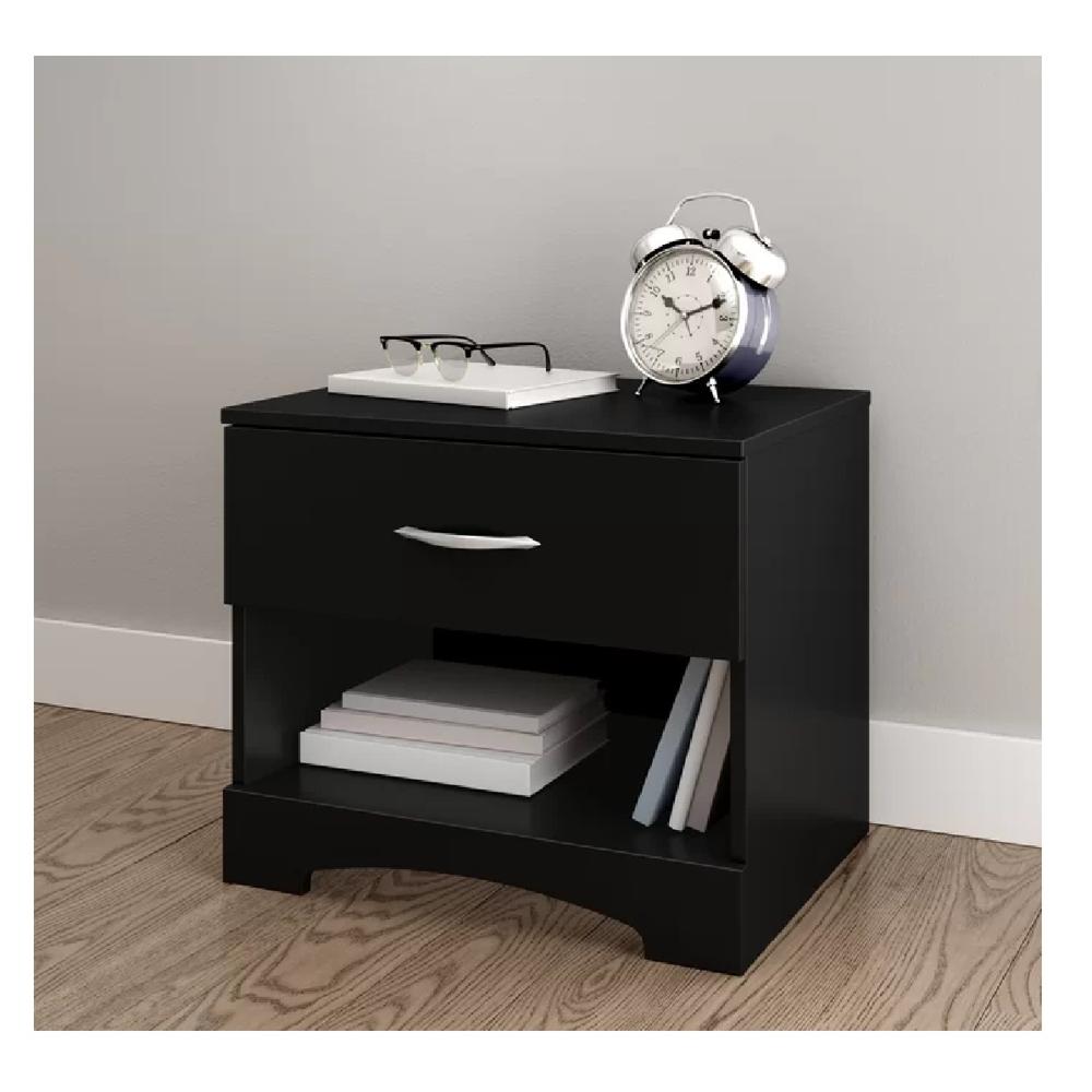 Velador Mesa de Noche Rocha TU MESITA Melamina 18mm Negro 1 cajón