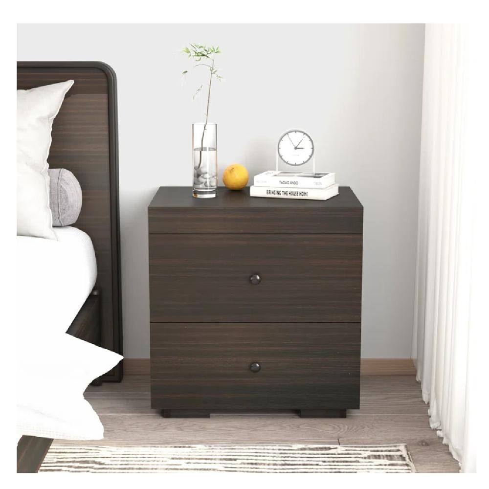 Mesa de Noche Ritz TU MESITA Melamina 18mm color Marrón Oscuro 2 cajones