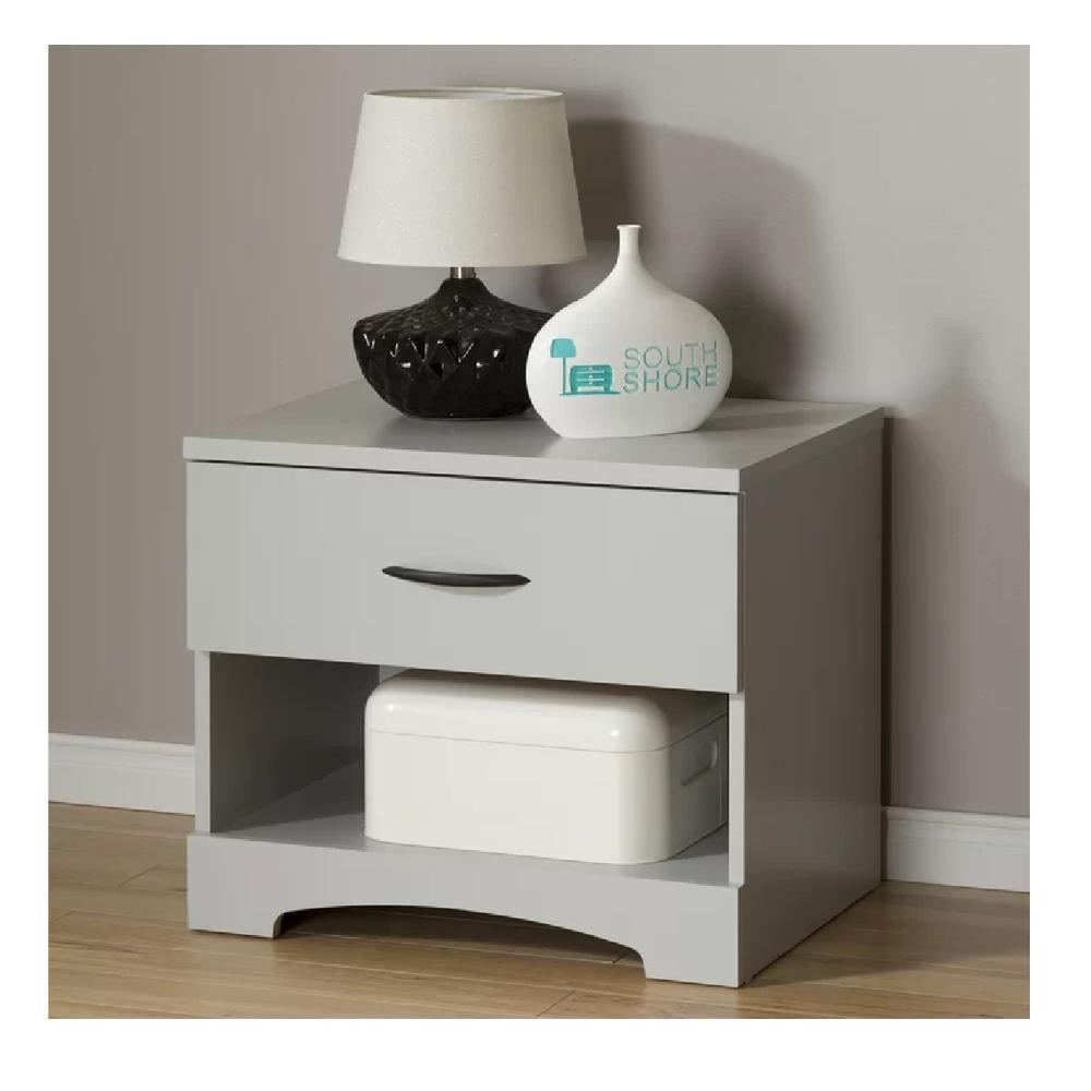 Velador Mesa de Noche Rocha TU MESITA Melamina 18mm Gris claro 1 cajón