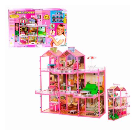 Casa de Muñecas Doll House Set de 245 Piezas con Muebles y Luces