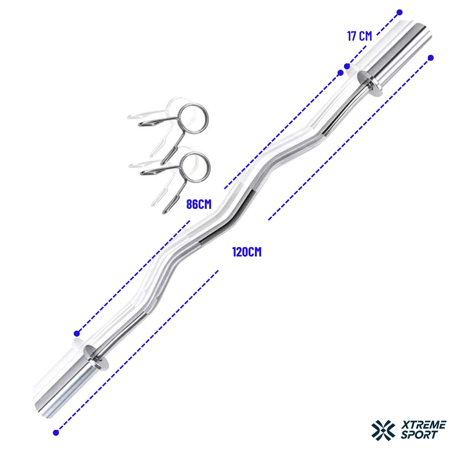 Barra Olimpica Zeta de 120cm Seguros