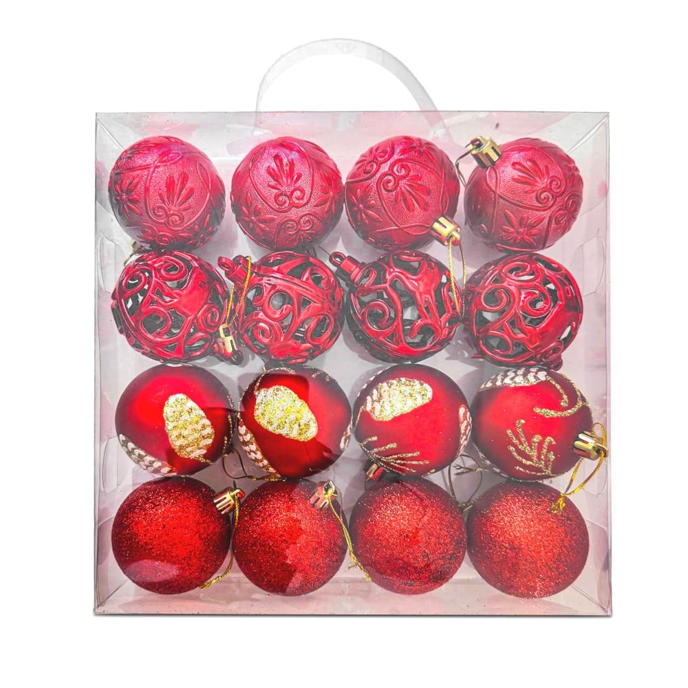Set De Bolas Navideñas Rojas X16 Und - 6 - 16HB