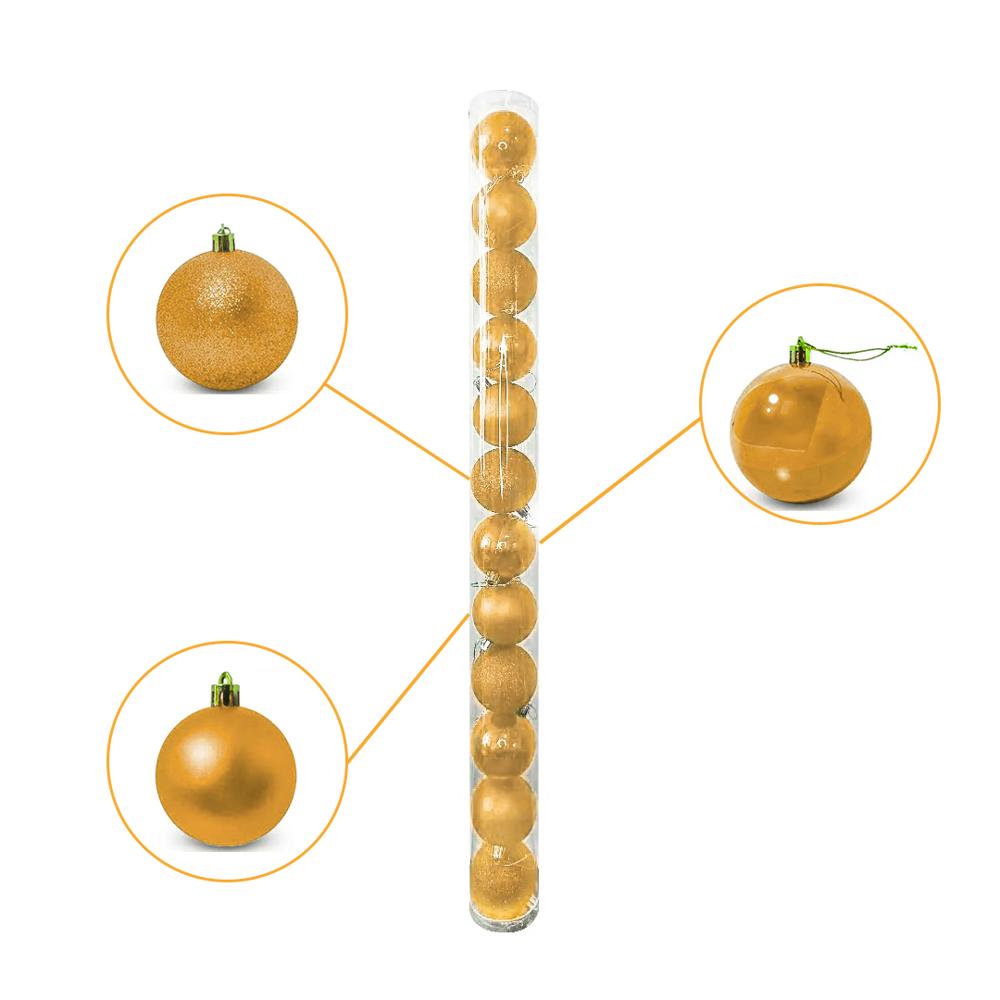 Set De Bolas Navideñas Naranja X12 Und - 5 Cm - Pmgf23036 - J