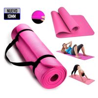 Mat de Yoga Pilates 10 mm con Elástico Portátil Rosado