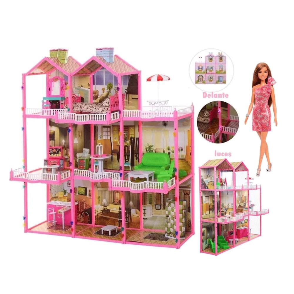 Casa de Muñecas Amoblada 3 Niveles 245 PCS + muñeca Casa de Muñecas Amoblada 3 Niveles 245 PCS + muñeca