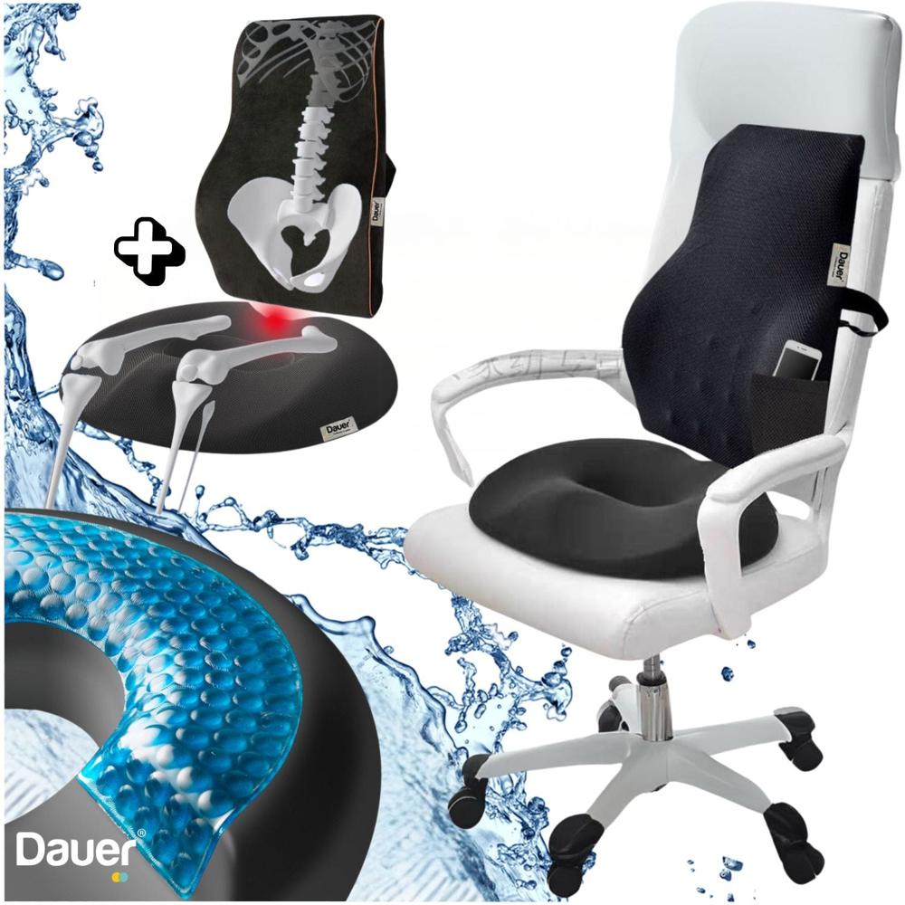 Duo Cojines Lumbar Y Dona mejorado de Gel Tech  Viscoelastico Bambu 2 en 1
