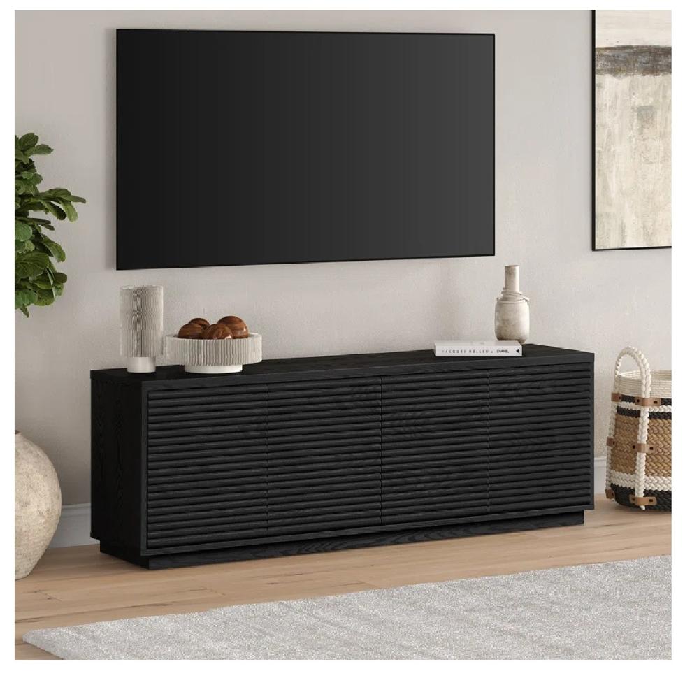 Mesa Moderna de TV 75"" TU MESITA Mireya Melamina 18mm color Negro 4 puertas