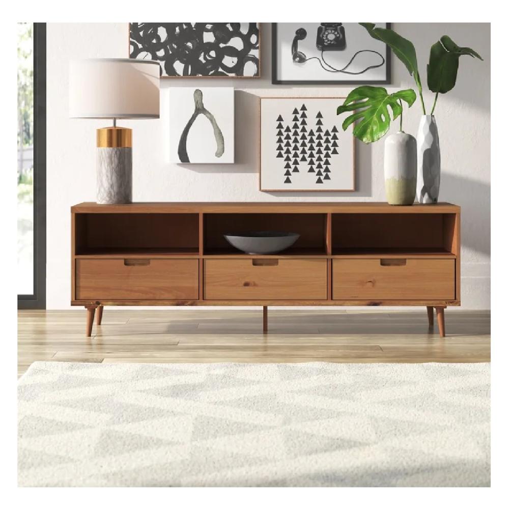 Mesa de TV Molly 75"" TU MESITA Melamina 18mm color Marrón 3 cajones