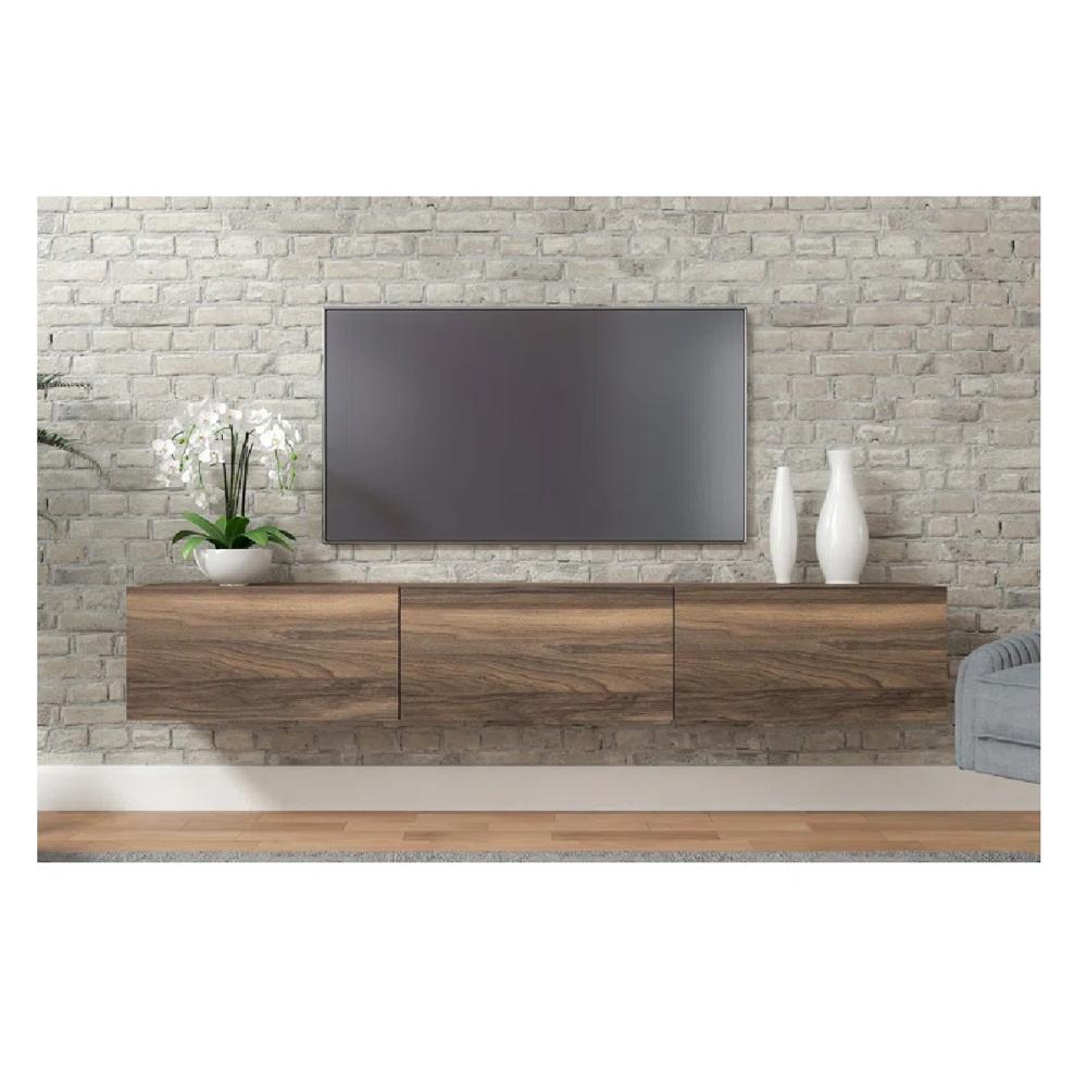 Mesa de TV Flotante 75"" TU MESITA Sigrid Melamina 18mm color Marrón 3 puertas