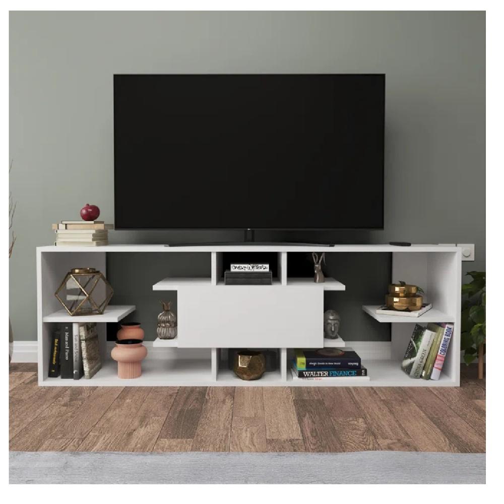 Mesa de TV Contemporánea 77"" Bruselas TU MESITA melamina 18mm color Blanco