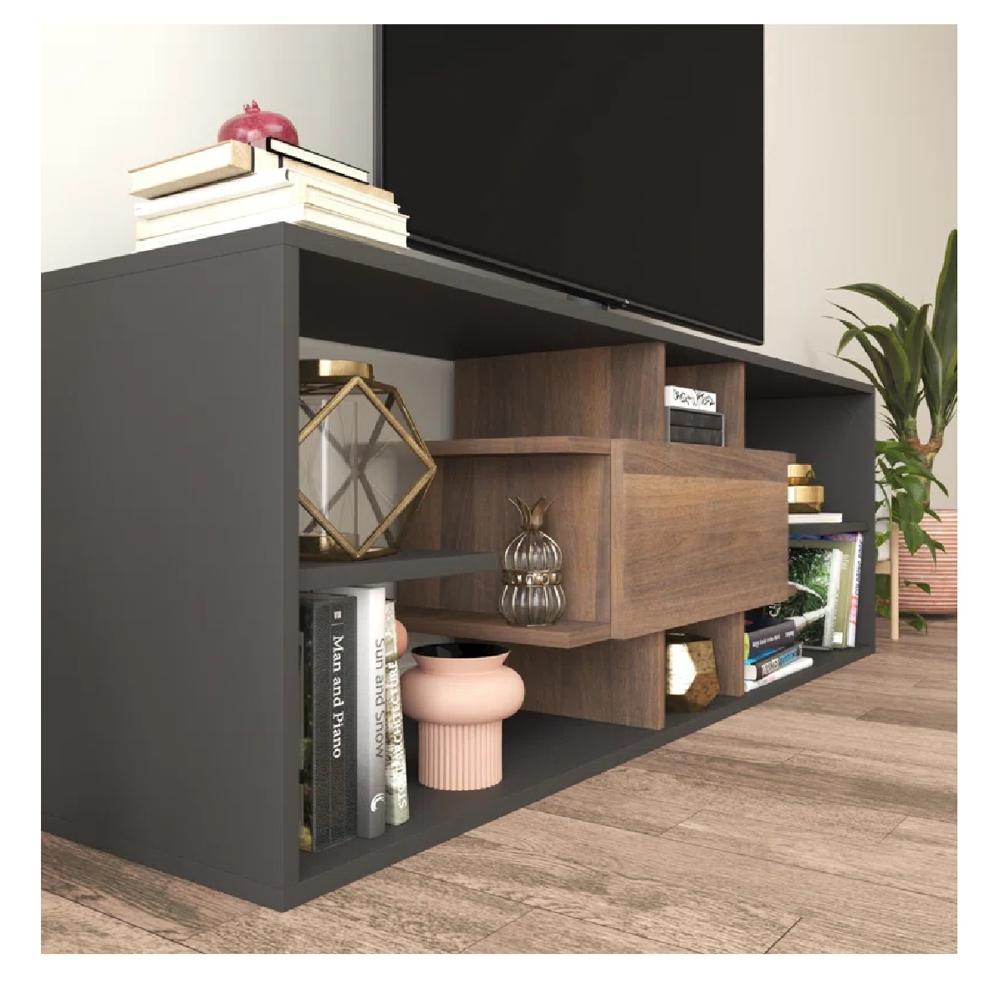 Mesa de TV Contemporánea 77"" Bruselas TU MESITA melamina 18mm color Negro/Marrón