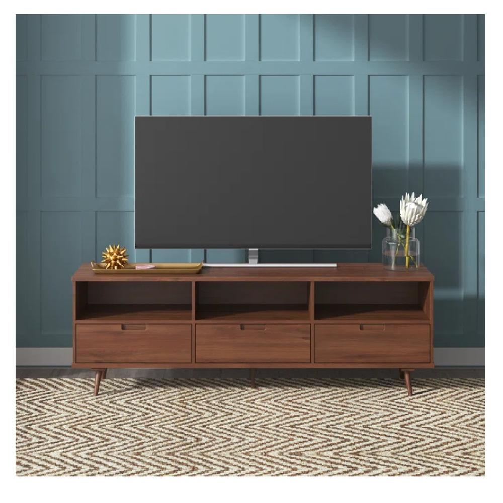 Mesa de TV Molly 75"" TU MESITA Melamina 18mm color Marrón Oscuro 3 cajones