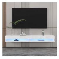 Mesa de TV Flotante 77"" TU MESITA Loria Melamina 18mm 2 puertas color Blanco LED