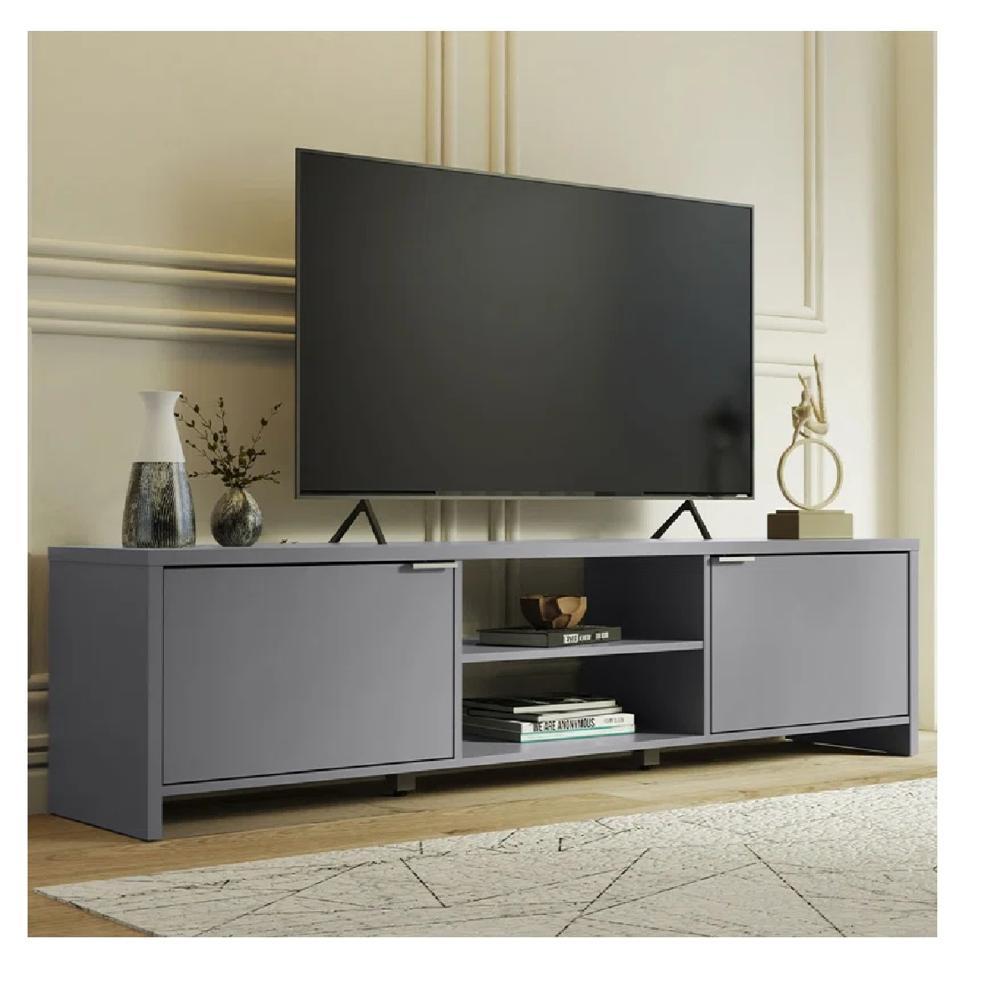 Mesa de TV Clásica TU MESITA Julius Melamina 18mm Gris 2 puertas Hasta 75""