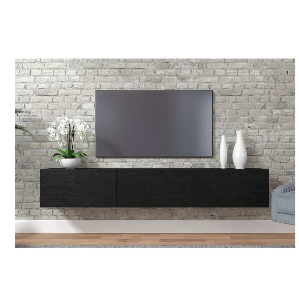 Mesa de TV Flotante 75"" TU MESITA Sigrid Melamina 18mm color Negro 3 puertas