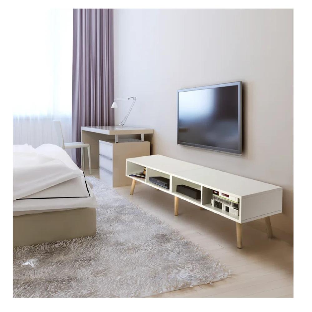 Mesa de TV 65"" Clásica TU MESITA Majer Melamina 18mm color Blanco