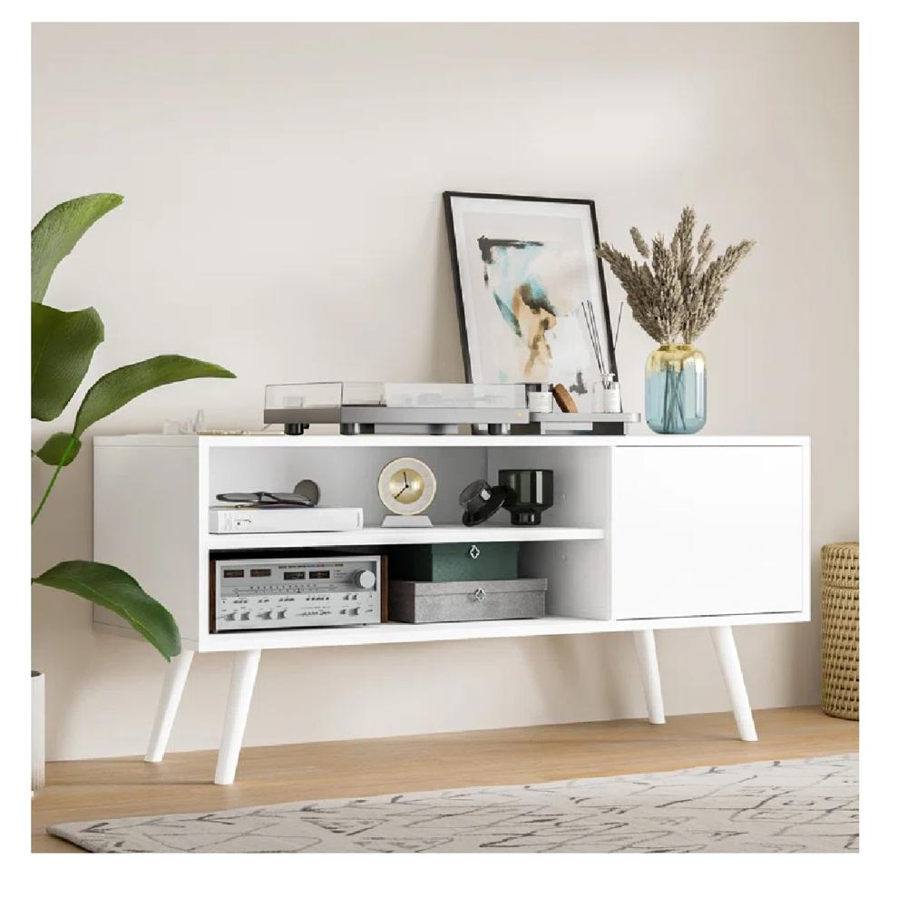 Mesa de TV Funcional 50"" TU MESITA Eva Melamina 18mm color Blanco 1 puerta