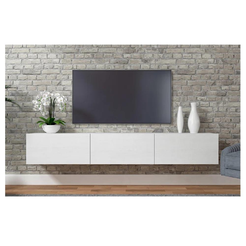 Mesa de TV Flotante 75"" TU MESITA Sigrid Melamina 18mm color Blanco 3 puertas