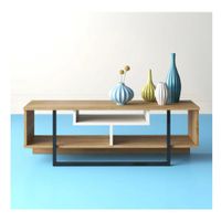 Mesa de TV Moderna Malibú 48"" TU MESITA Melamina 18mm color Duna/Blanco