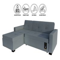 Sofá Cama Seccional Debar Izquierdo 3 Cuerpos - Gris Claro