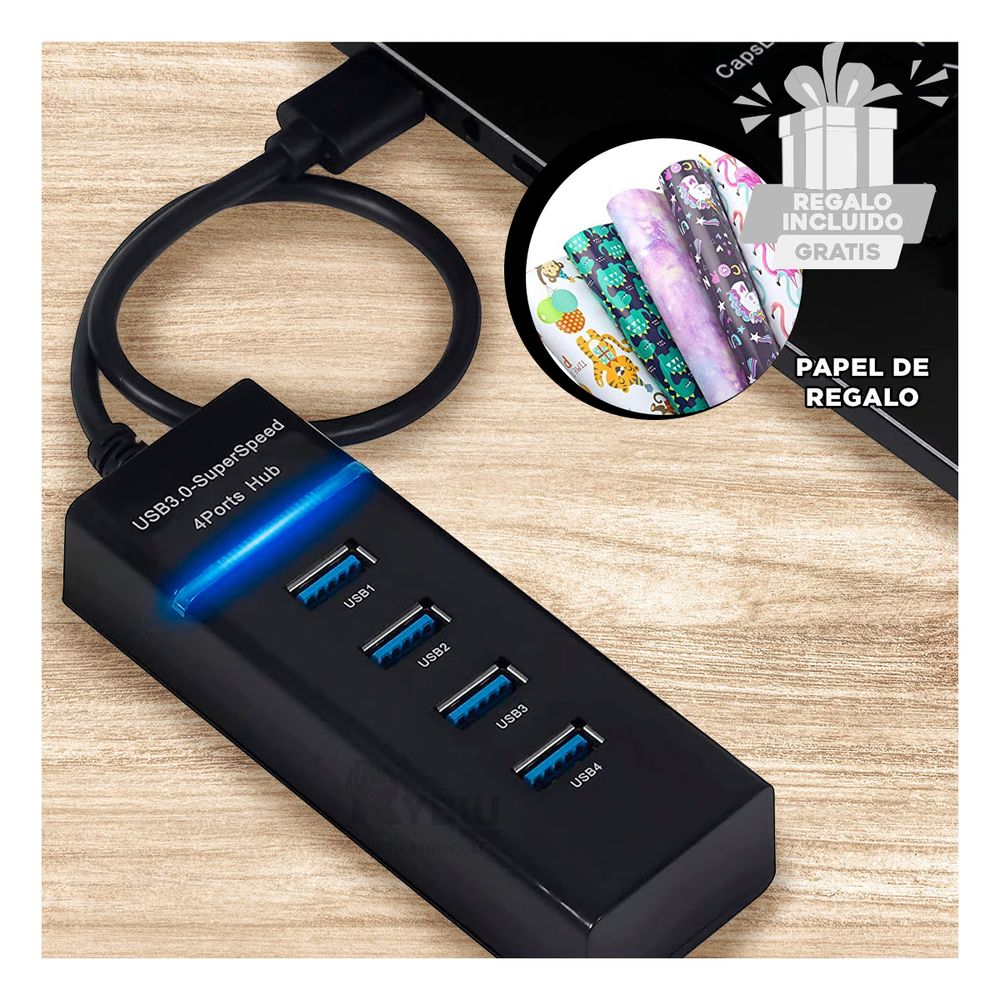 Interfaz de Puerto USB Multiple en Negro Y+Post-it adhesivos Interfaz de Puerto USB Multiple en Negro Y+Post-it adhesivos