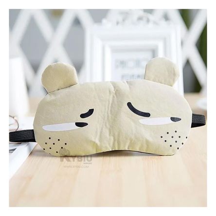 Antifaz de Tela Gel con Ojos y Dibujo de Orejas Tono Mostaza Antifaz de Tela Gel con Ojos y Dibujo de Orejas Tono Mostaza