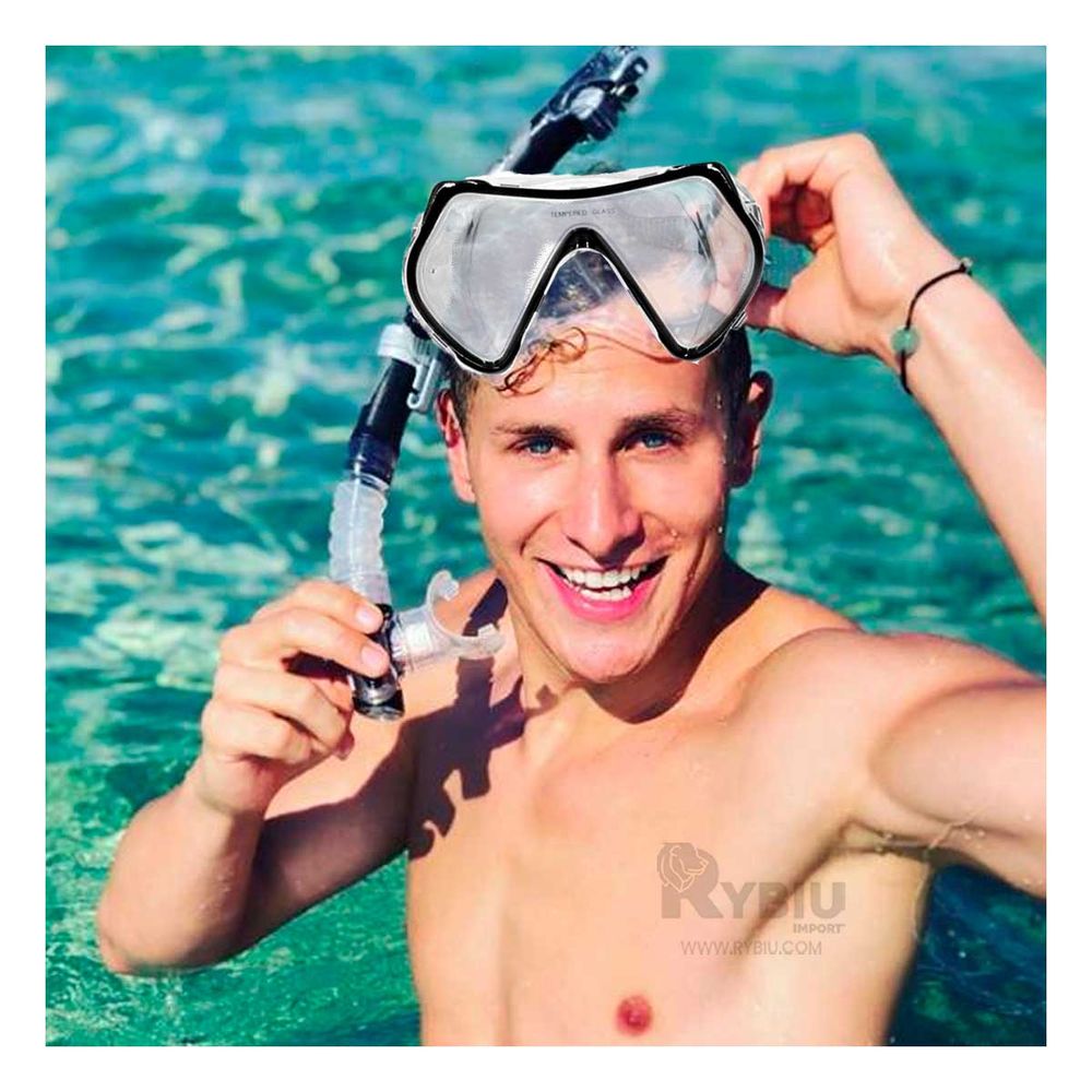 Set de Buceo de 2 Piezas con Lente de Vidrio Resistente Set de Buceo de 2 Piezas con Lente de Vidrio Resistente