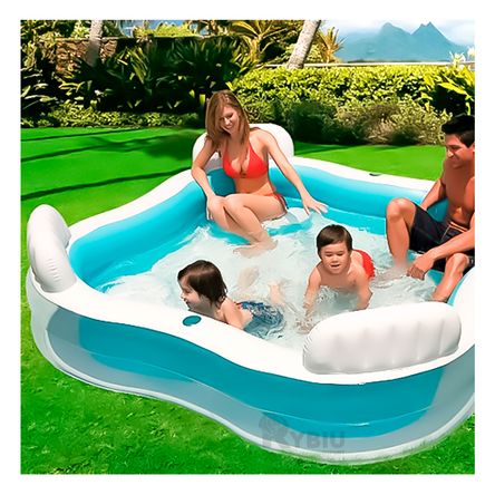 Piscina Resistente con Asientos para Tardes Soleadas