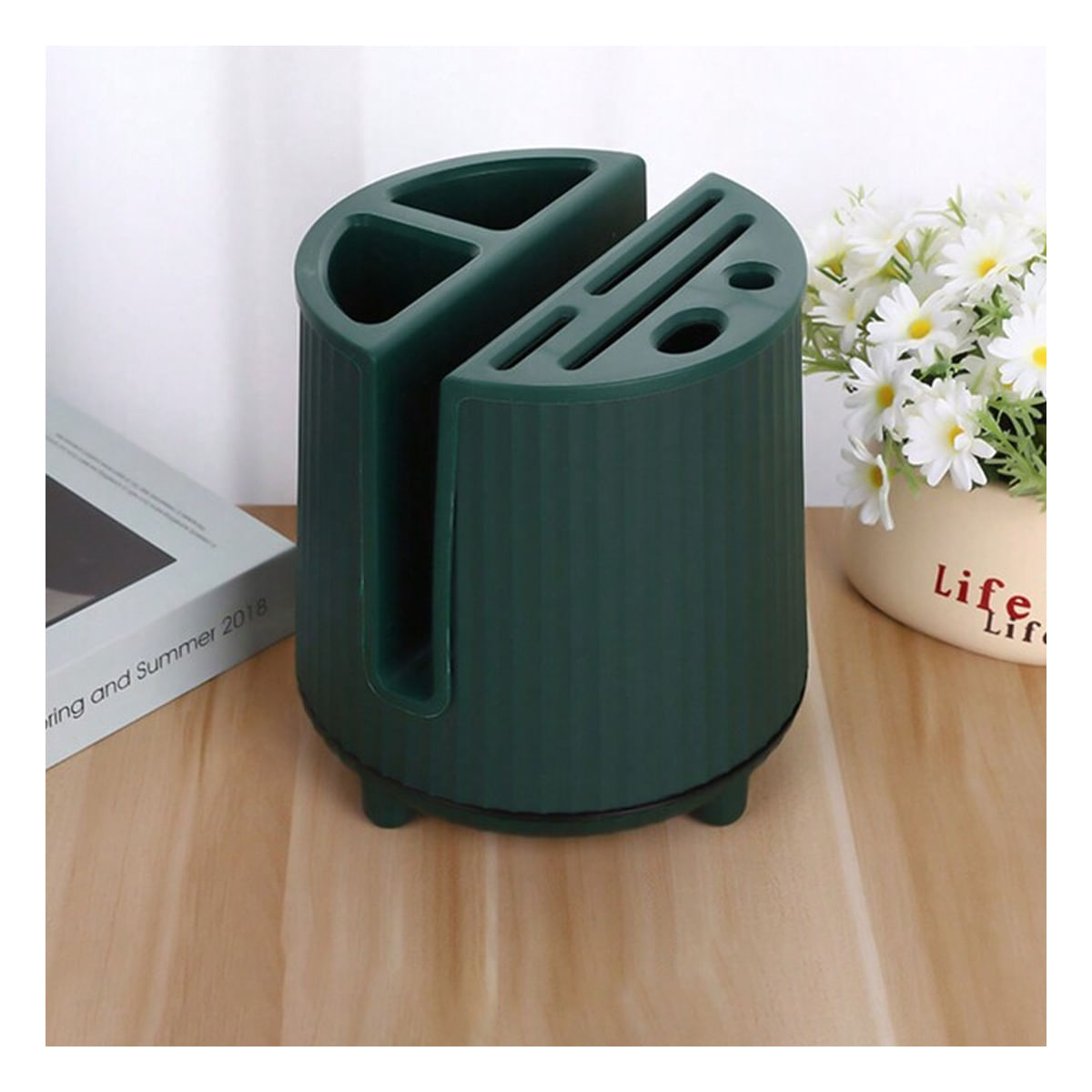 Organizador de Cuchillas Tono Verde Oscuro Y+Papel de Regalo