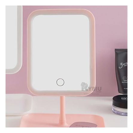 Espejo Led Tactil Cuadrado de Color Rosado