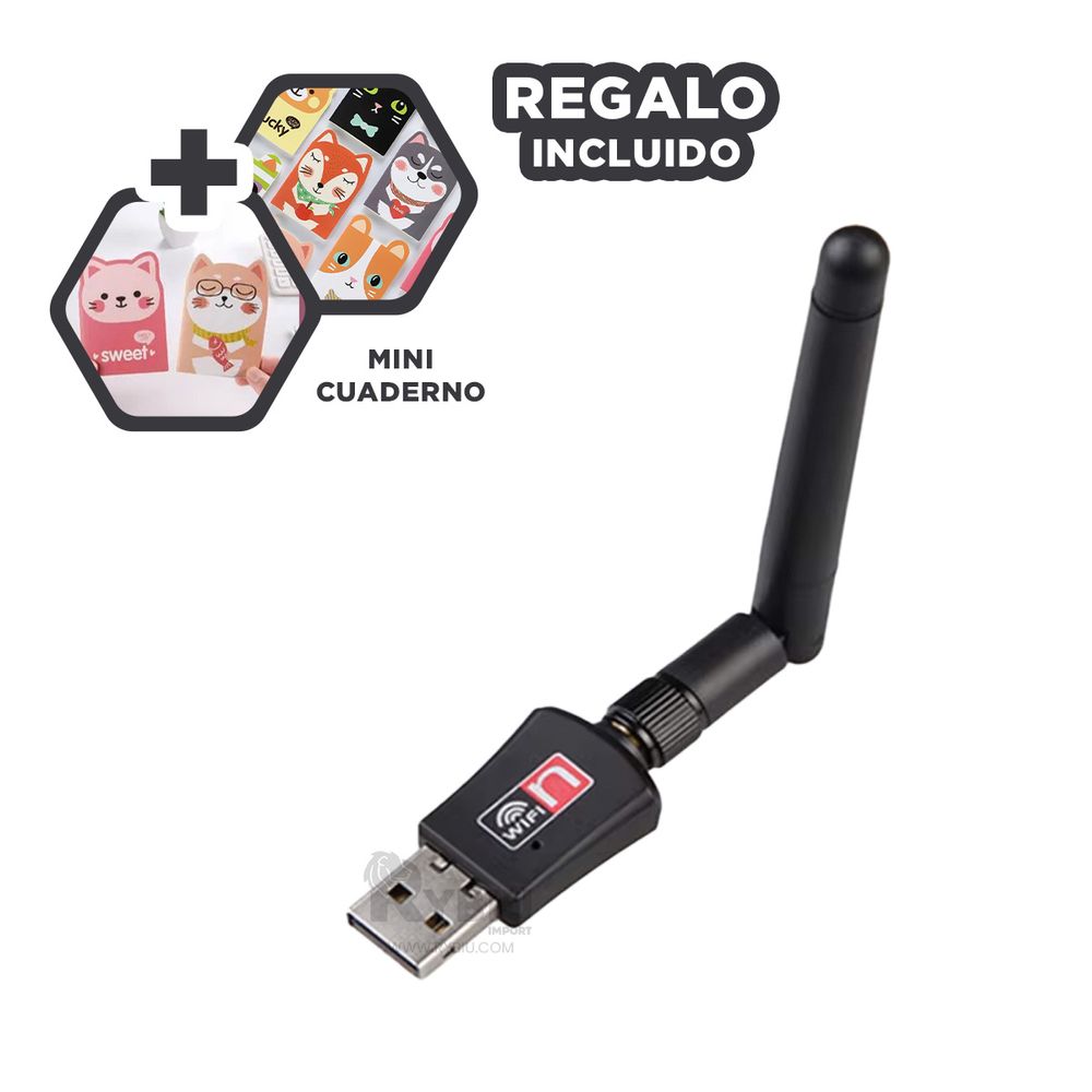 Receptor Portatil de WiFi en Color Negro Y+Agendita Receptor Portatil de WiFi en Color Negro Y+Agendita