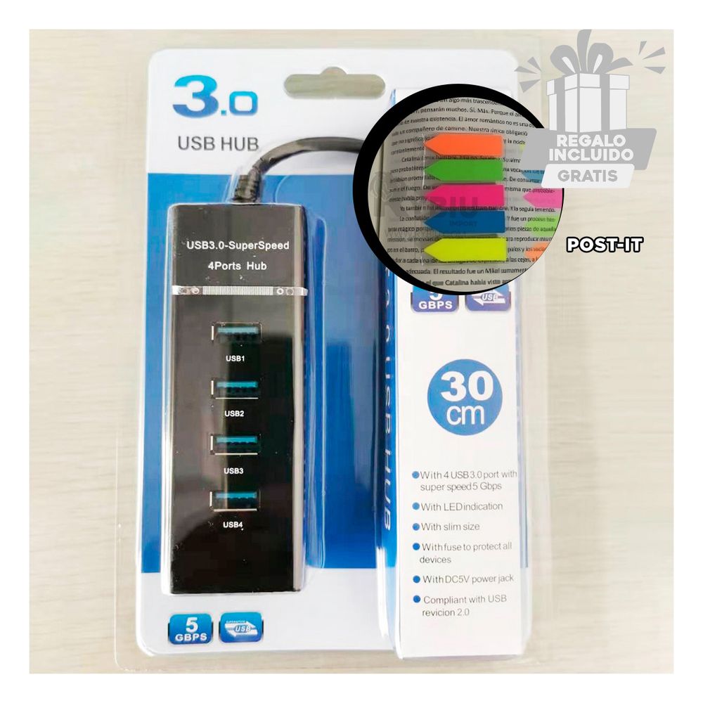 Puerto de 4 Entradas Hub en Color Negro Puerto de 4 Entradas Hub en Color Negro