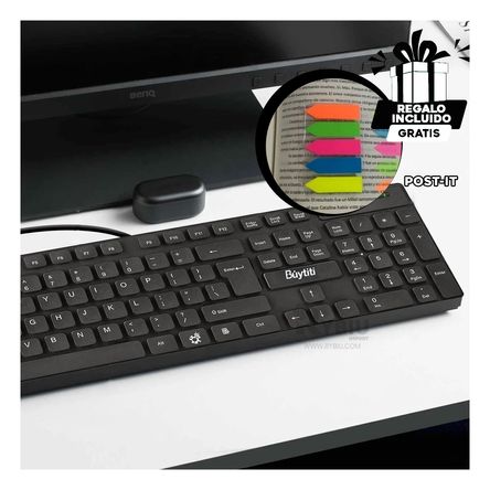 Teclado Buytiti Ergonomico con Cable USB en Color Negro Teclado Buytiti Ergonomico con Cable USB en Color Negro