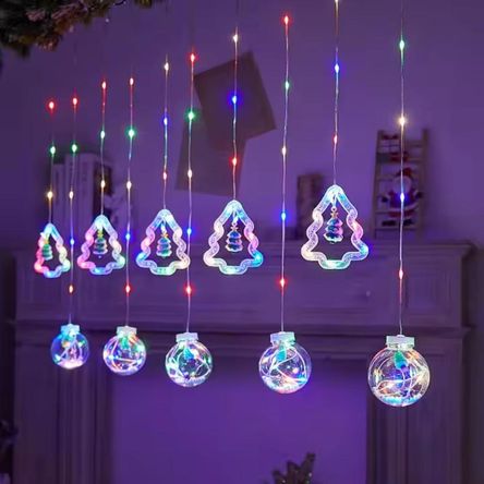 Cortina de Luces Navideñas, Cascadas Led Multicolor de 8 Tiempos
