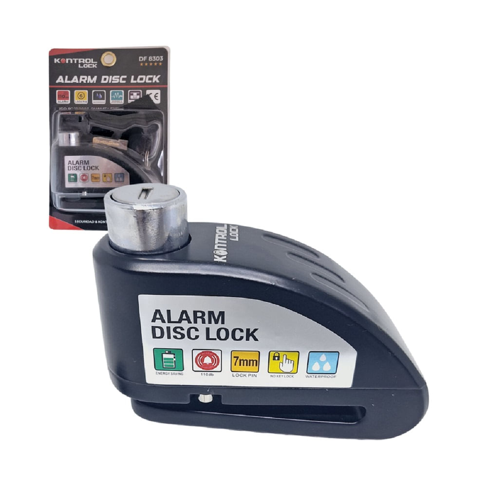 Candado de Seguridad Pesado para Disco de Moto con Alarma Kontrol DF 8303 Candado de Seguridad Pesado para Disco de Moto con Alarma Kontrol DF 8303