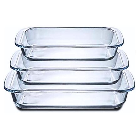 Fuente Bandeja para Horno de Vidrio Templado Pack por 3 Unidades Fuente Bandeja para Horno de Vidrio Templado Pack por 3 Unidades