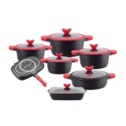 Juegos de Ollas Negras Elegantes de Granito UCC LIFE 14 Piezas Juegos de Ollas Negras Elegantes de Granito UCC LIFE 14 Piezas