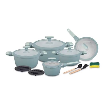 Juego Ollas y Sarten UCC Life 15 Pcs Granito Antiadherente Azul Juego Ollas y Sarten UCC Life 15 Pcs Granito Antiadherente Azul
