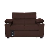 Sofá Cama Baraka Home Baltimore con Porta Vasos y Bolsillos Laterales 2 plz Chocolate