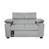 Sofá Cama Baraka Home Baltimore con Porta Vasos y Bolsillos Laterales 2 plz Gris Claro