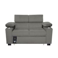 Sofá Cama Baraka Home Baltimore con Porta Vasos y Bolsillos Laterales 2 plz Gris Oscuro