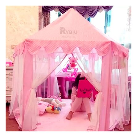 Carpa Movil 140x135CM para Niña de Tul Luces en Color Rosado Carpa Movil 140x135CM para Niña de Tul Luces en Color Rosado