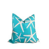 Funda Cojin Estrella de Mar Turquesa Chenille  45x45 cm